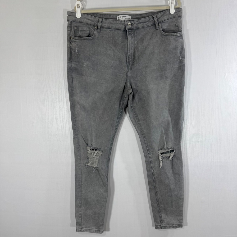 Primark Denim Co Gray‎ Wash Distressed Ripped Knee Skinny Jeans USA 16